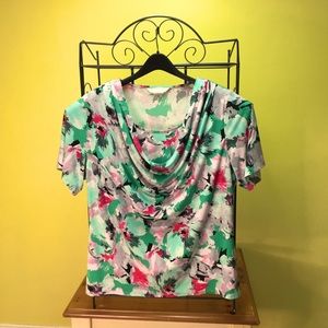 Allison Daley Blouse 2X Green/Pink
